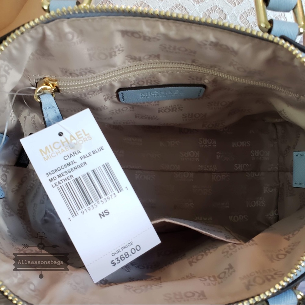 NWT Michael Kors Ciara Medium Satchel pale Blue - Picture 4 of 8
